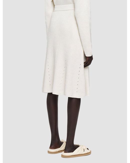 Joseph White Ribbed Knit Midi Skirt