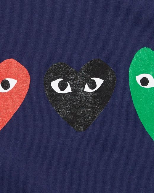 COMME DES GARÇONS PLAY Blue Comme Des Garçons Play Heart Printed T-Shirt for men