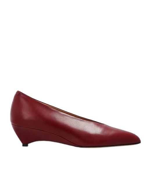 Jil Sander Red Pointed Wedge Pumps