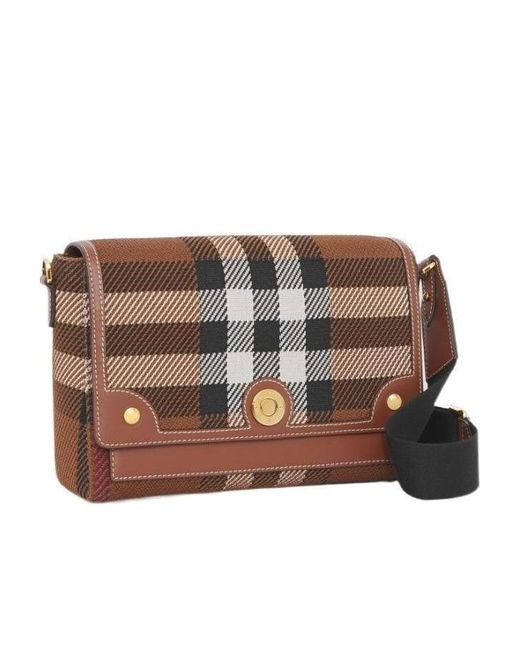 Burberry Brown Note Knitted Check Pattern Crossbody Bag