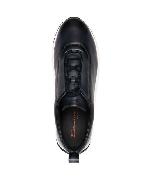 Santoni Gray Leather Sneakers for men