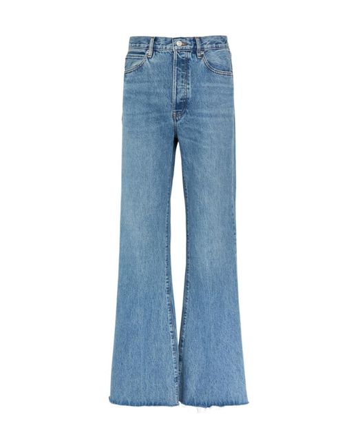 FRAME Blue Mid-Rise Flared Jeans