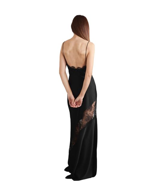 Alex Perry Black Lace-Trimmed Satin Gown