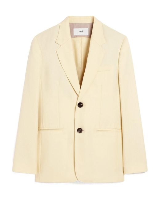 AMI Natural Single-Breasted Long-Sleeved Blazer