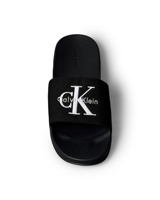 Calvin Klein Black Solid Color Pool Sliders for men