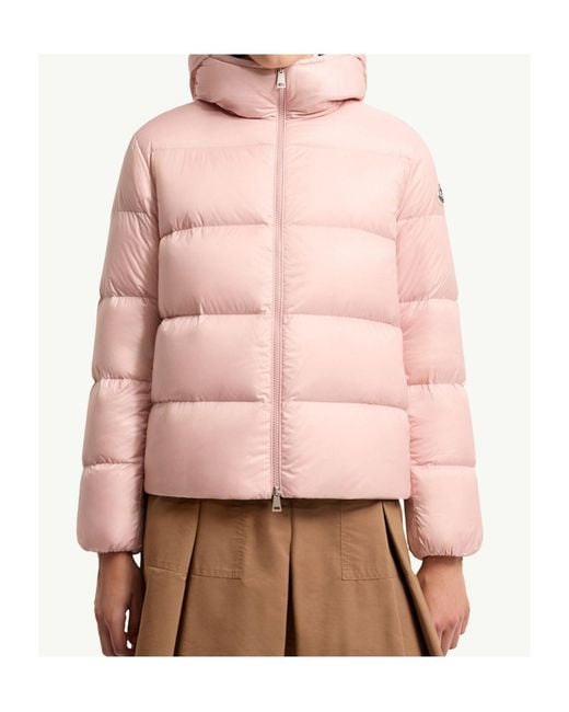 Moncler Pink Feligule Hooded Short Down Jacket
