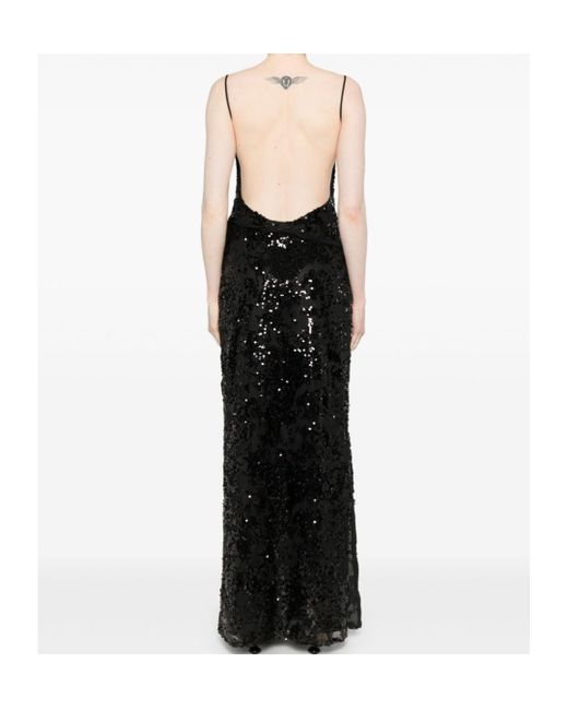 Coperni Black Sequins Embellished Long Dress