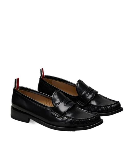 Thom Browne Black Almond Toe Penny-Slot Loafers for men