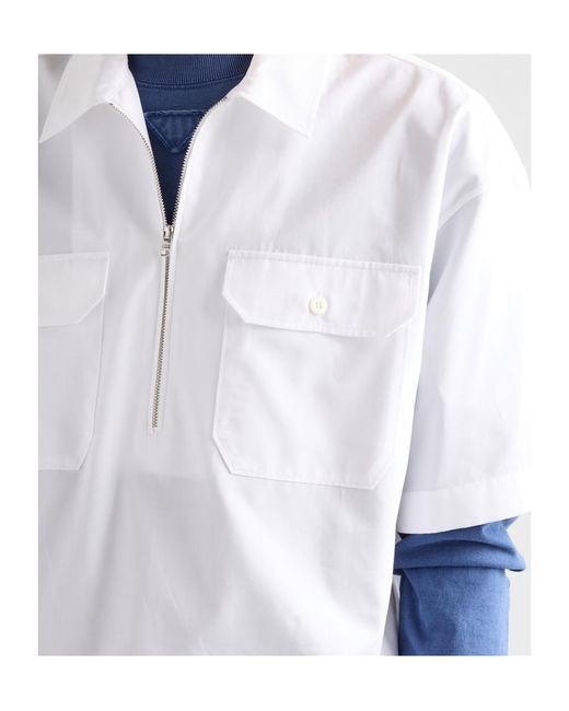 Prada White Short-Sleeved Cotton Shirt for men