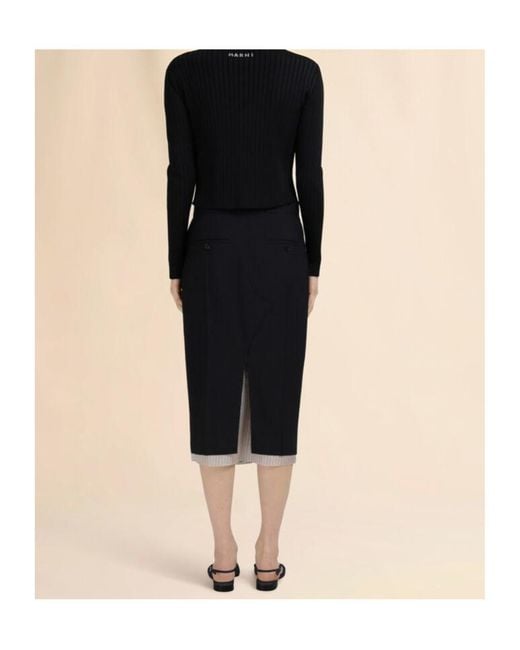 Marni Black Layered Middle-Slit Skirt
