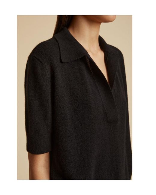Khaite Black Jo Knitted Polo Top