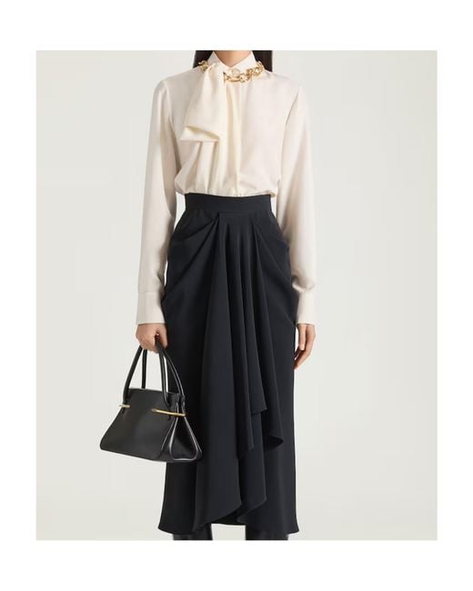 Givenchy White Bow-Collar Silk Blouse