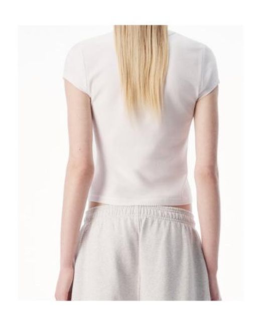 Alexander Wang White Crystal Gradient Logo Fitted Tee