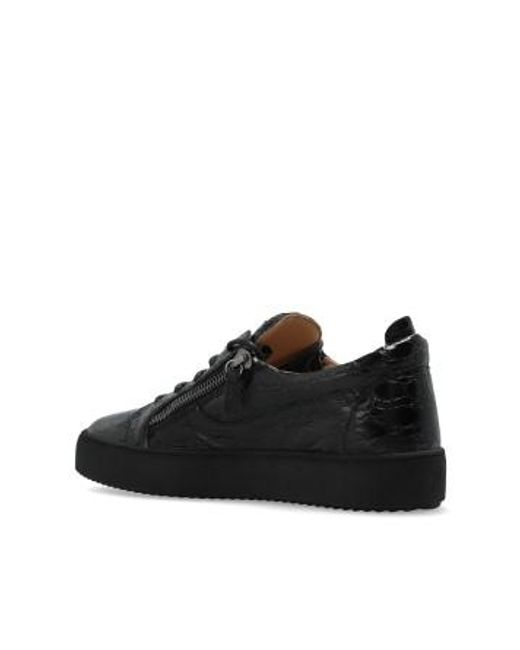 Giuseppe Zanotti Black Frankie Zip Detailed Lace-Up Sneakers for men