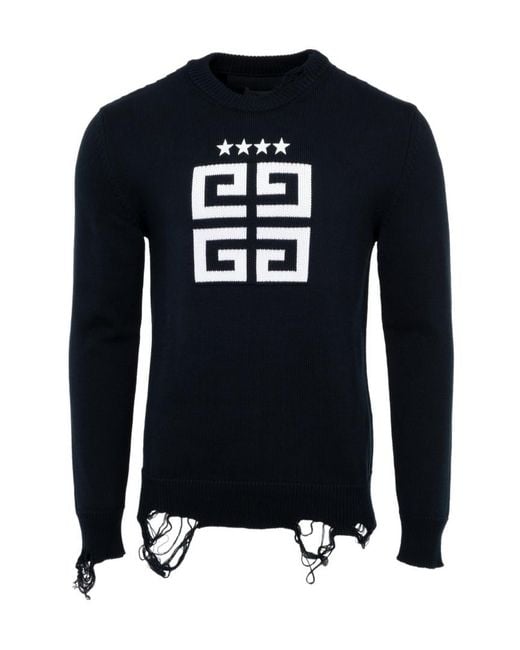 Givenchy Blue 4G Stars Intarsia Knit Jumper for men