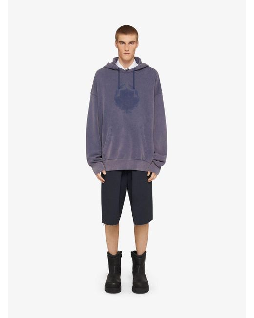 Givenchy Blue Faded Drawstring Hoodie for men