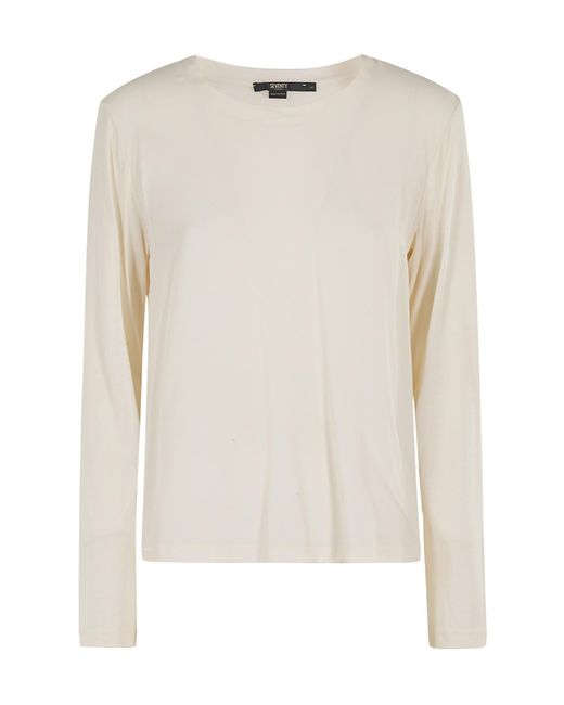 Seventy White Long Sleeved Crewneck Jersey T-Shirt