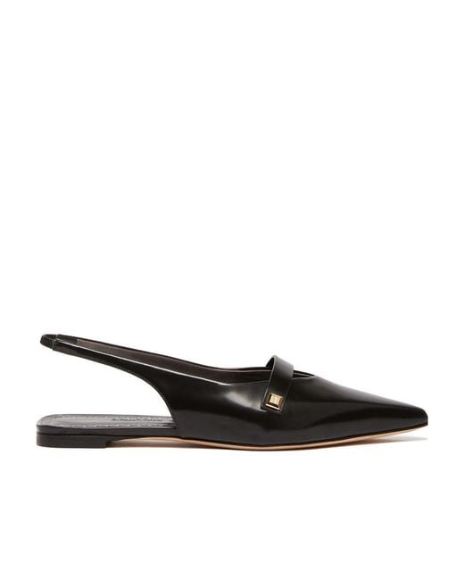 Max Mara Black Logo Details Flat Shoes