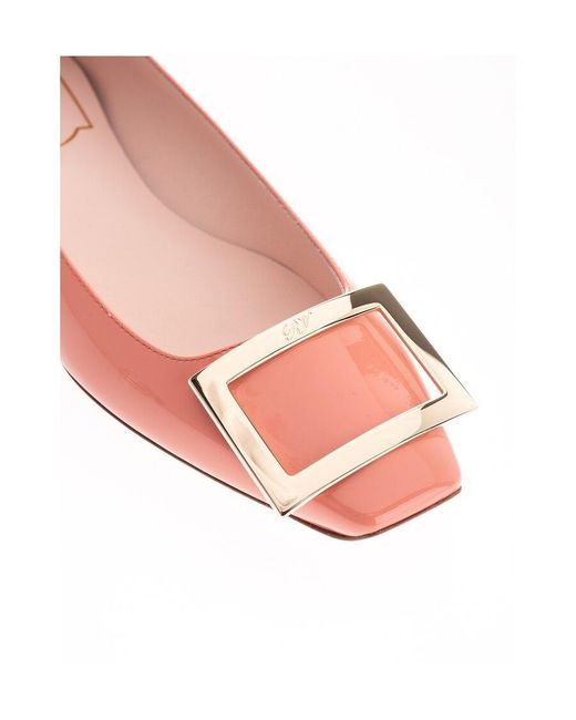 Roger Vivier Pink Flat-Bottomed Shallow Mouth Ballet Shoes