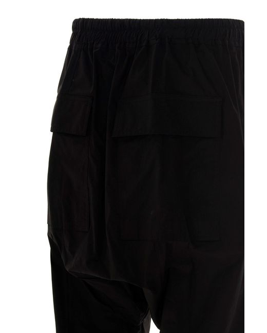 Rick Owens Black Drawstring Cropped Poplin Trousers for men