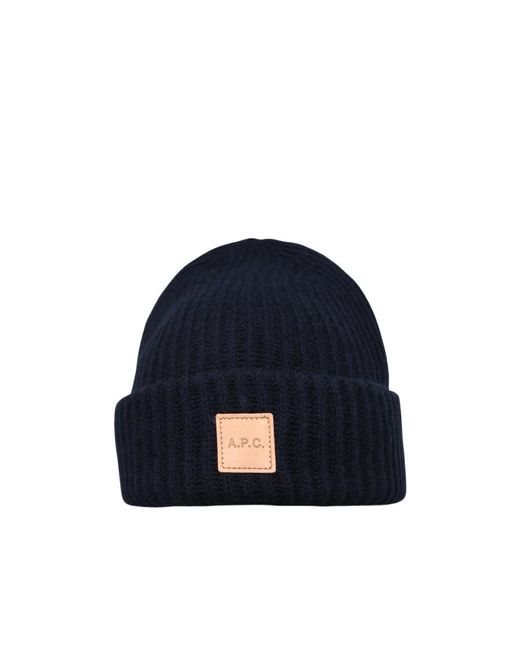 A.P.C. Blue Logo Patch Knitted Beanie
