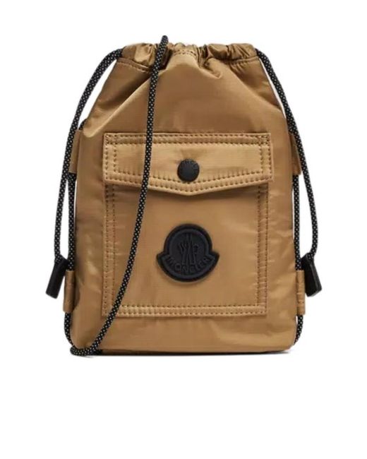 Moncler Natural Logo Patch Drawstring Crossbody Bag for men