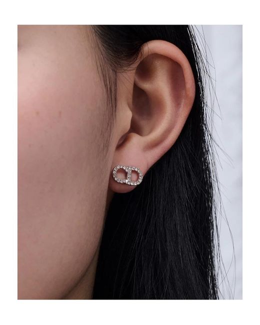 Dior White Cd Signature Stud Earrings