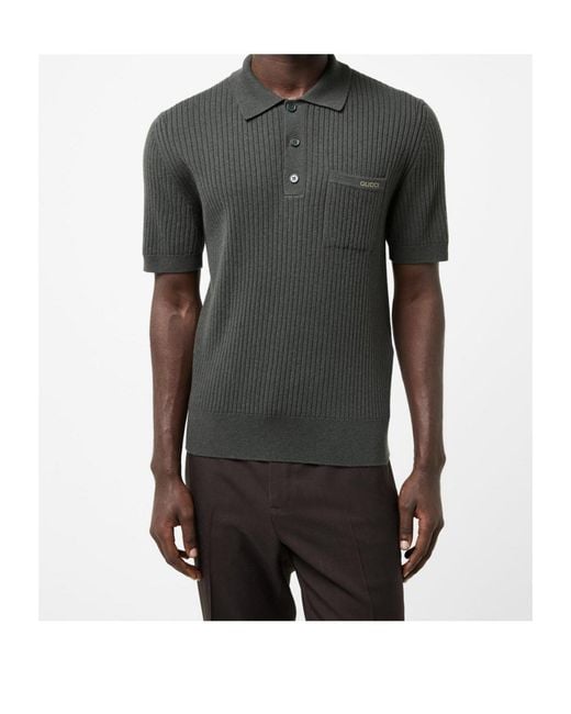 Gucci Gray Polo Knitted Top for men