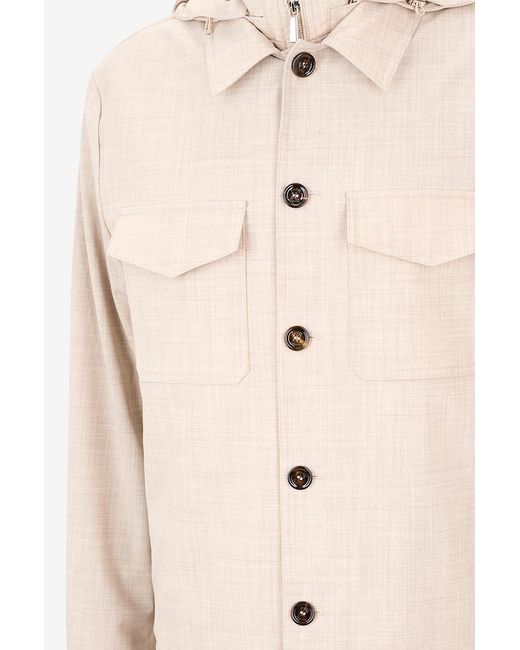 Moorer Natural Wool Hooded Short Jacket for men