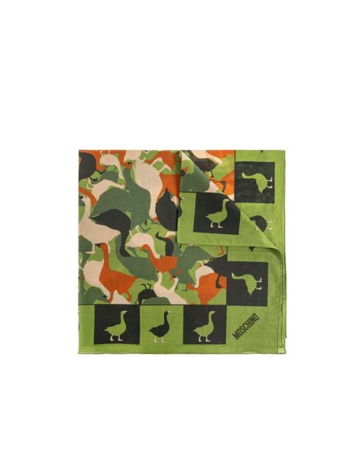 Moschino Green Duck Print Scarf for men