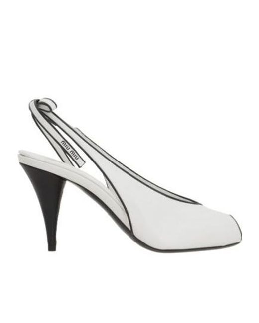 Miu Miu White 85Mm Slingback Pumps