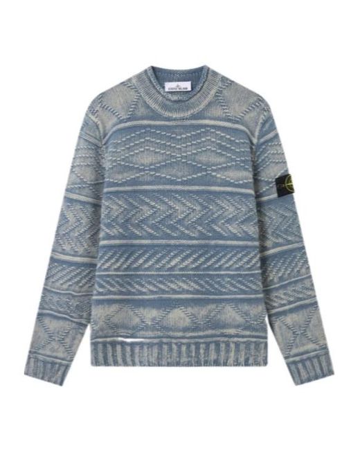 Stone Island Blue Loose-Fit Mock-Neck Jumper for men