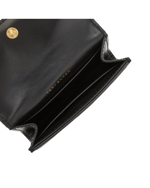 Tory Burch Black Quilted Flap Card Case Wallet