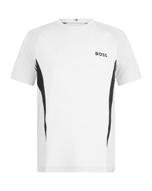 Boss White Panelled Crew-Neck T-Shirt for men