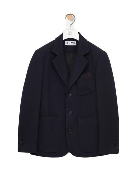Loewe Blue Anagram Embroidered Single-Breasted Jacket for men