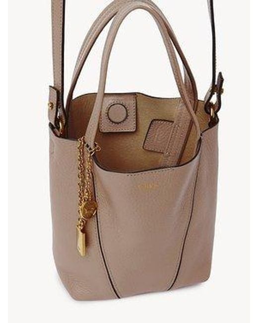 Chloé Brown Chloé Spin Logo Printed Small Top Handle Bag