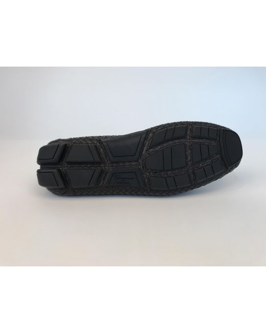 Ferragamo Black Knitted Details Business Casual Shoes for men