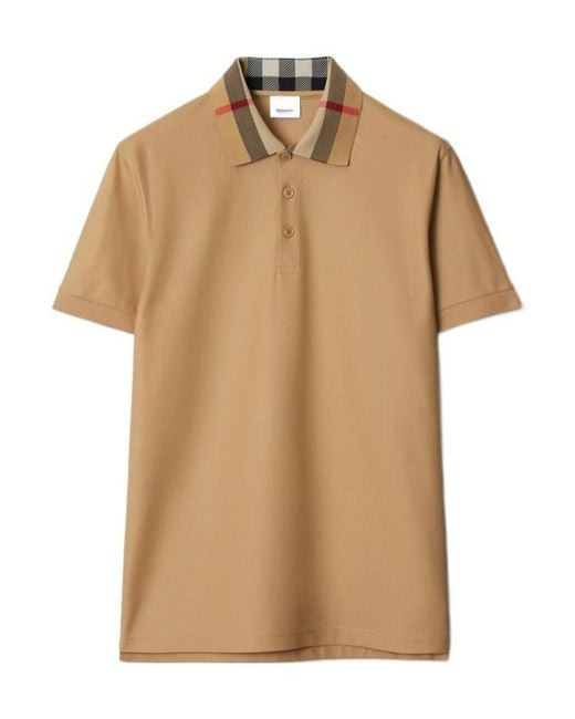 Burberry Natural Check Collar Short Sleeved Polo Shirt for men