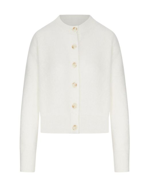 Lisa Yang White Long-Sleeve Knit Cardigan