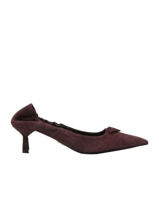 Prada Brown Pointed-Toe Kitten-Heel Pumps