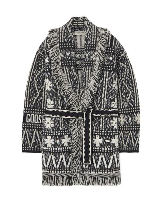 Golden Goose Deluxe Brand Gray Fringed Belted Cardigan