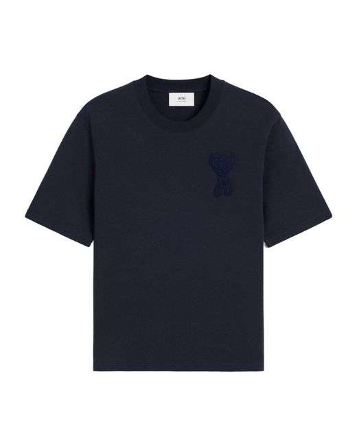 AMI Blue Short-Sleeved Crewneck T-Shirt for men