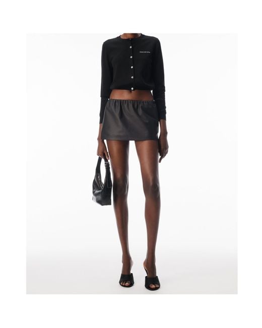 Alexander Wang Black Logo-Embellished Crewneck Cardigan