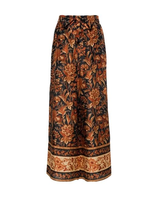 Zimmermann Brown Drawstring Waistband Relaxed Pants With Elasticated Cuffs