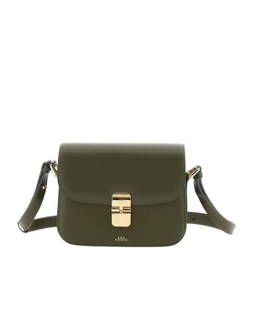 A.P.C. Green Grace Logo Printed Small Shoulder Bag