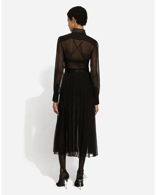 Dolce & Gabbana Black Chiffon Shirt Dress