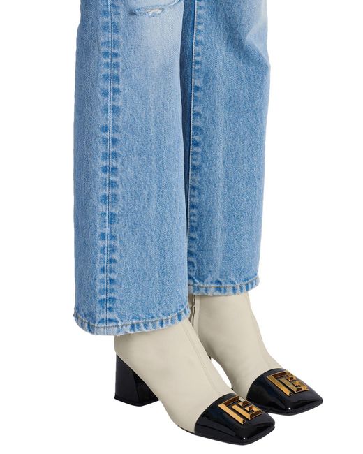 Balmain Natural Square Toe Ankle Boots