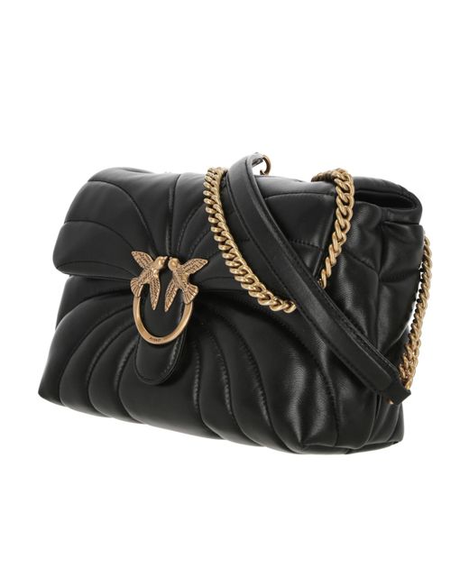 Pinko Black Love Puff Large Butterfly Quilted Crossbody Bag