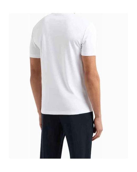 EA7 White Jersey Crew-Neck T-Shirt for men