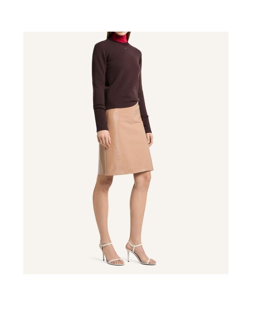 Courreges Brown Logo-Patch Crew-Neck Sweater